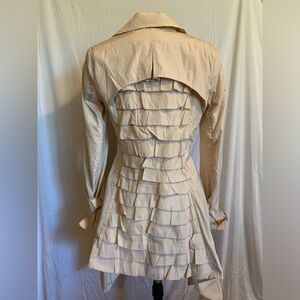 Silk & polyester ruffle back trench